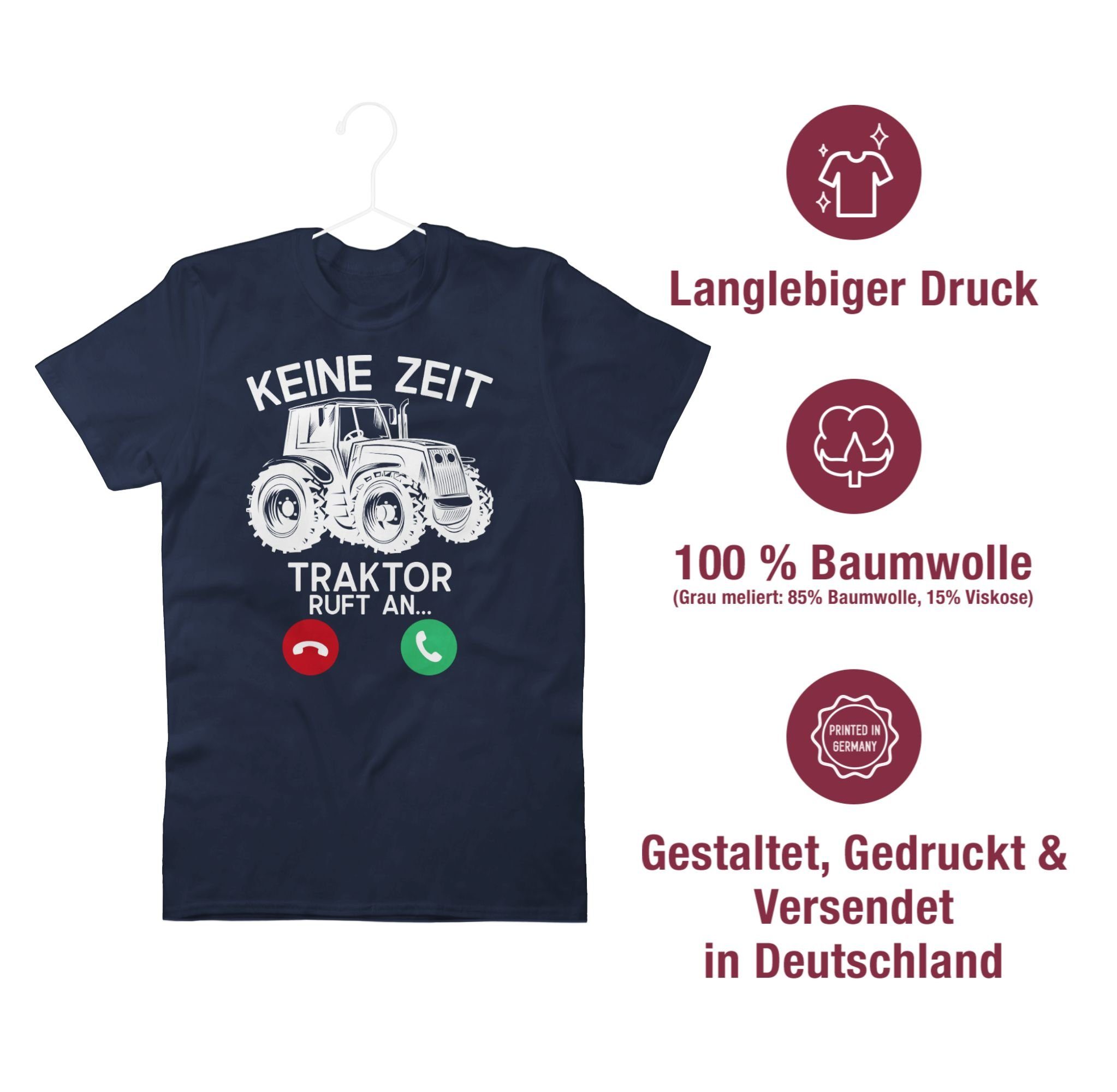 Shirtracer T-Shirt Keine Zeit - Traktor ruft an - weiß Fahrzeuge – Bild 4 von 5