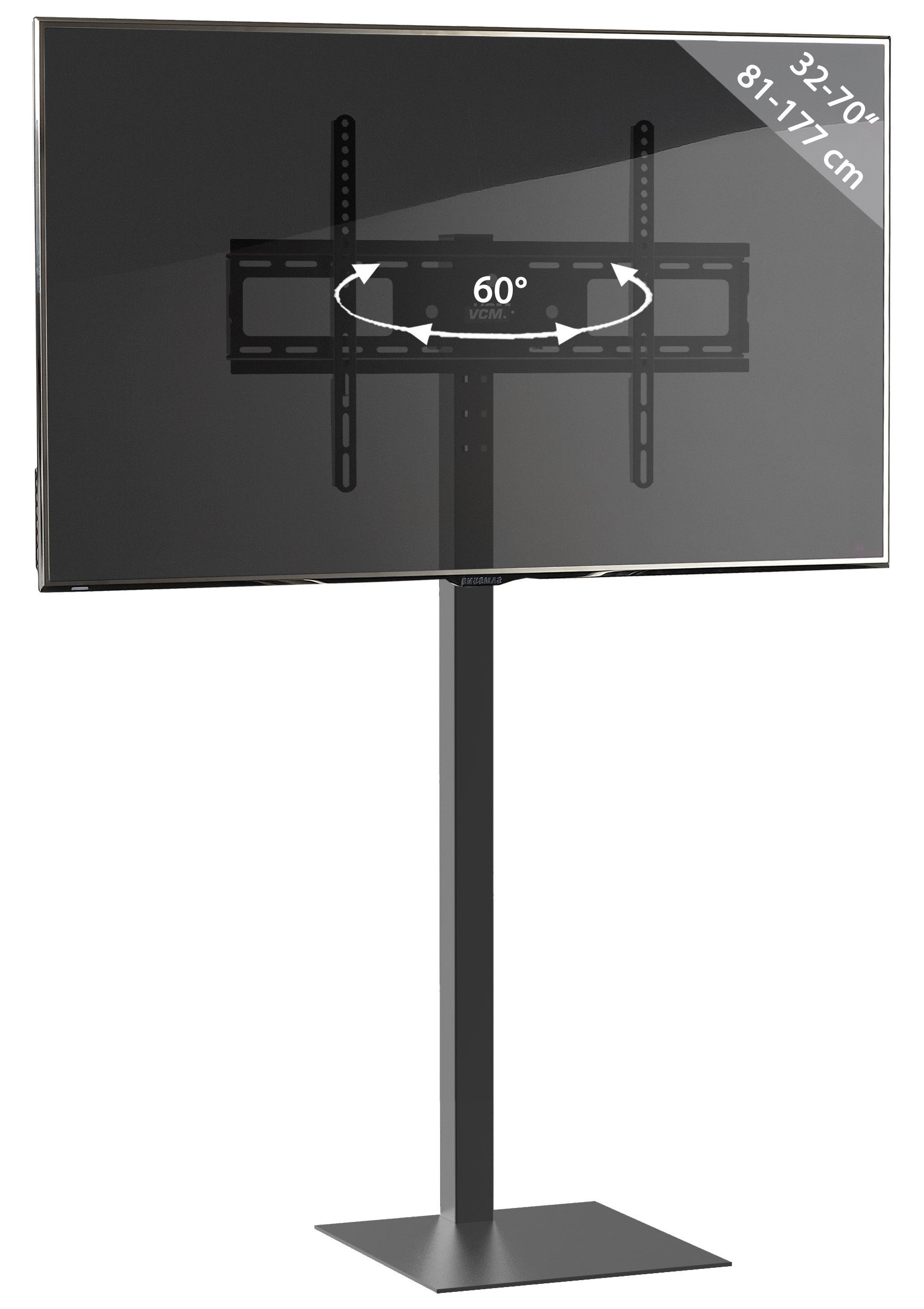 VCM TV Standfuß Alu Rack Fernseh Glas Zanta TV-Ständer