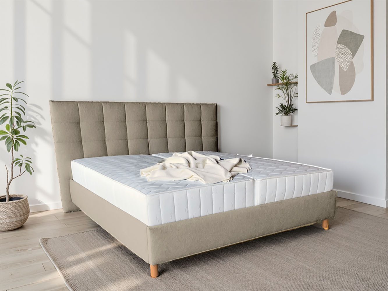 COLLECTION AB Polsterbett CLASSIC Scandi erhältlich in der Breite 180x200cm, 3 Varianten: Rahmen, Rahmen + Rost oder Komplett-Set mit King-Matratze