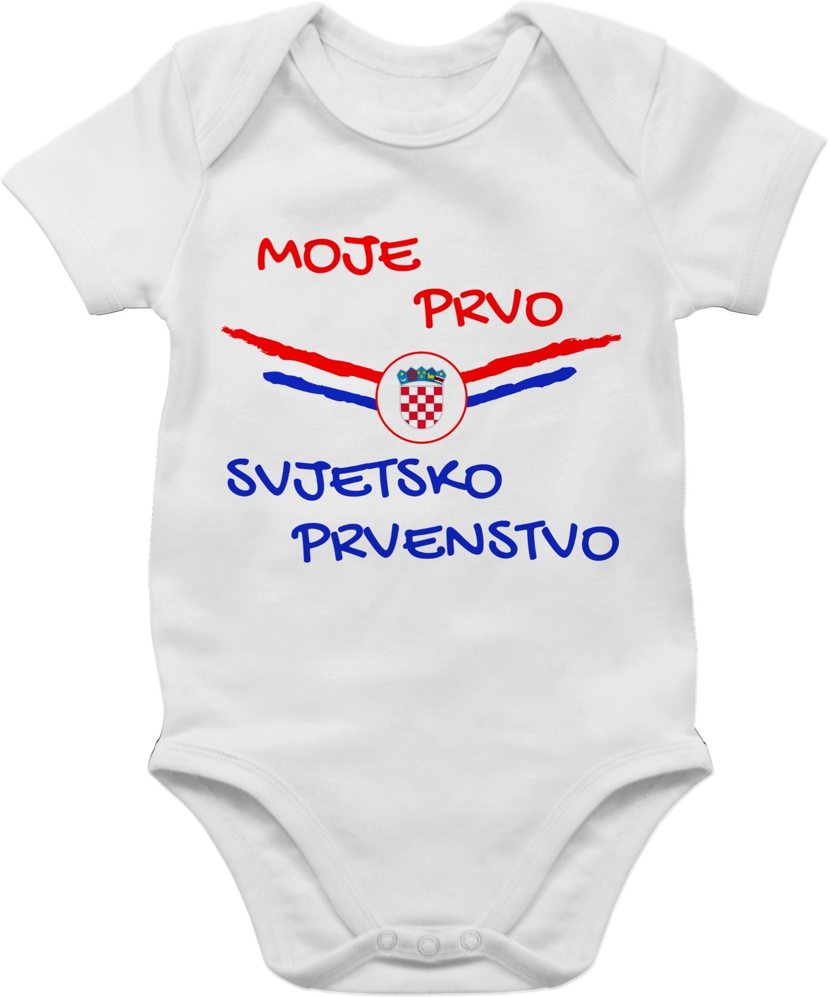 Shirtracer Shirtbody Meine erste WM Kroatien kroatisch Fussball EM 2024 Baby 1 Weiß