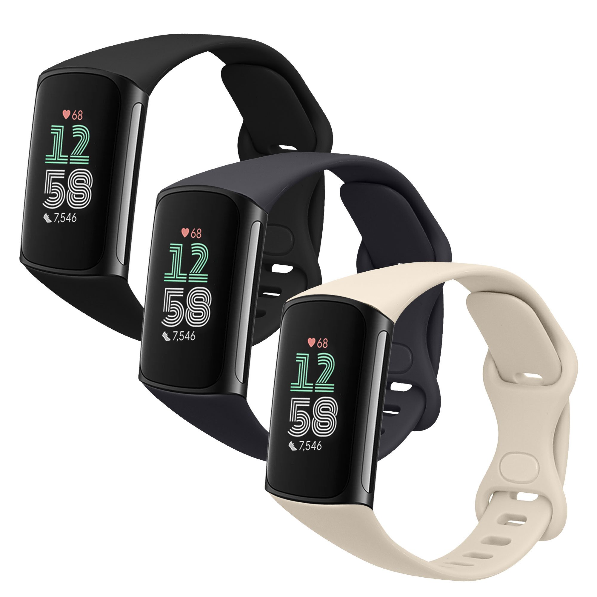 kwmobile Smartwatch-Armband 3x Uhrenarmband für Fitbit Charge 6 / Charge 5 günstig online kaufen