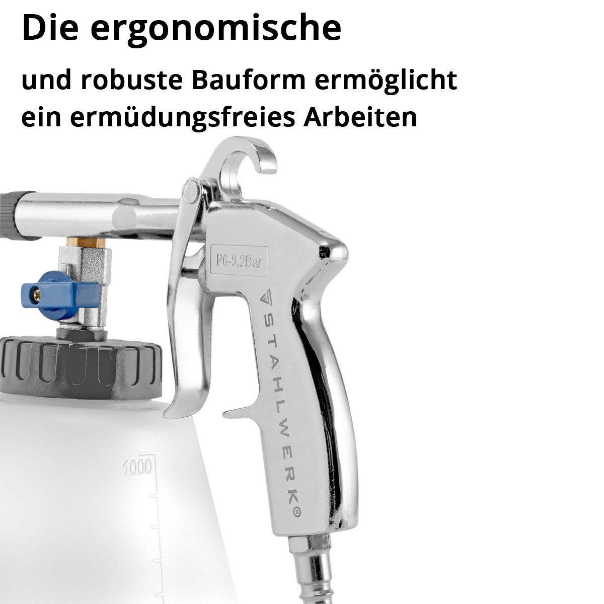 STAHLWERK Druckluftwerkzeug Druckluft-Reinigungspistole RP-90 ST mit Tornado-Effekt, (Paket, 3-tlg., Set), zum effektiven Reinigen von verschmutzen Oberflächen