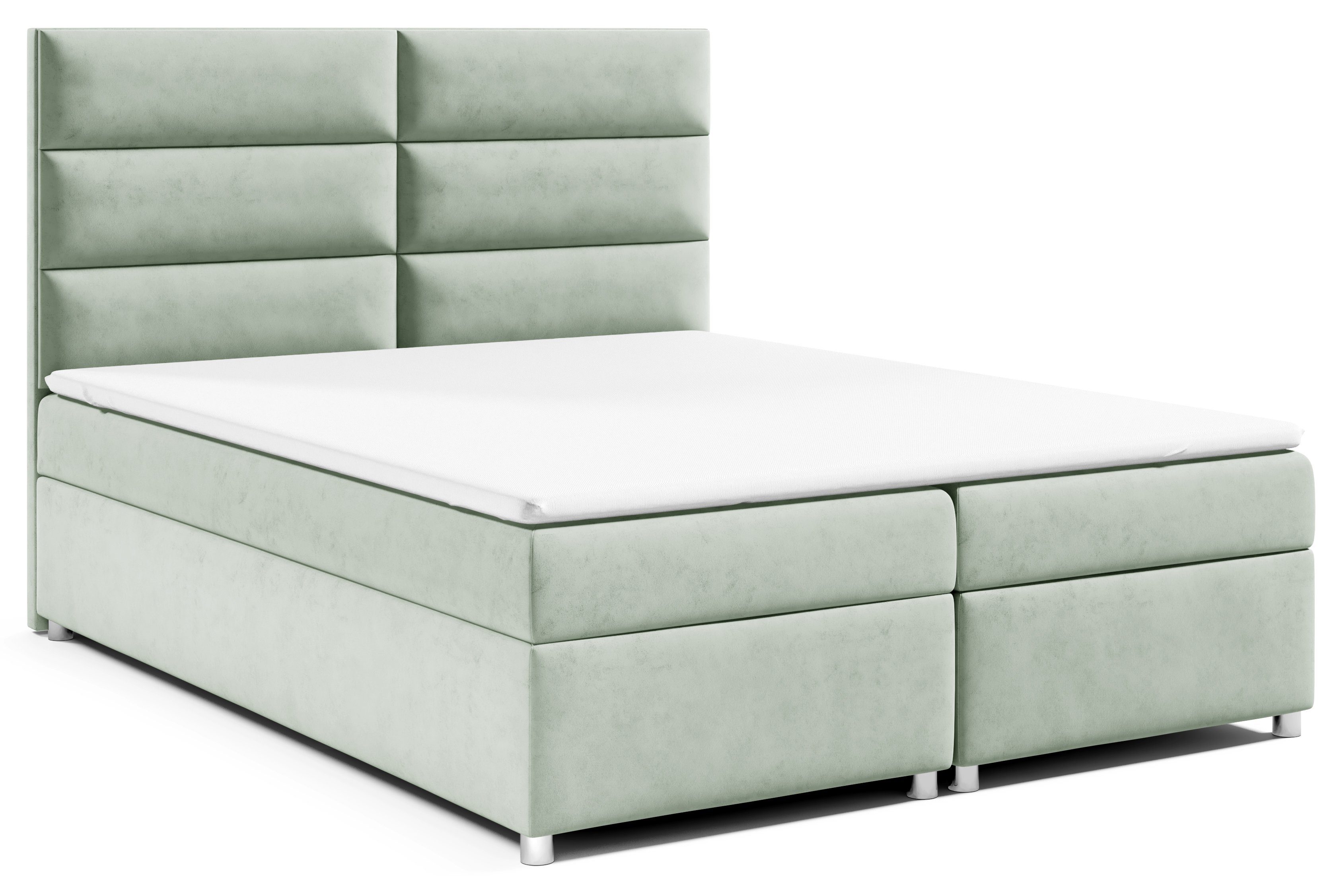 Best for Home Boxspringbett Trinity K4, mit Bettkasten und Topper Mintgrün