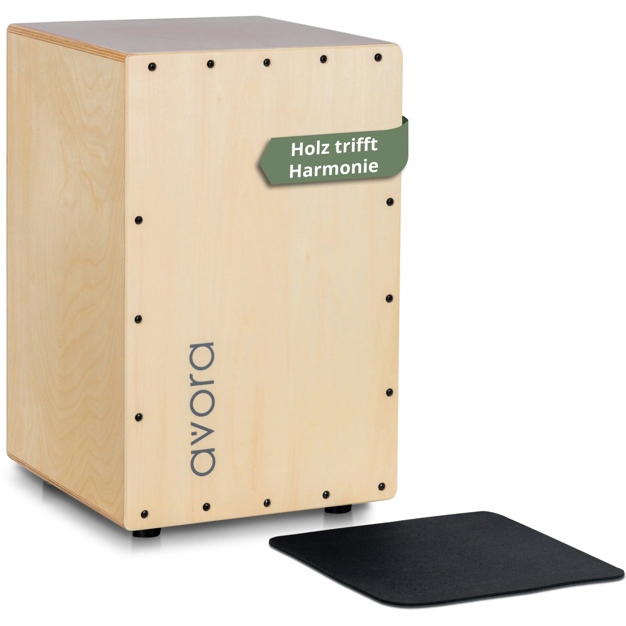 avora Cajon Percussion Trommelkiste mit Snare-Effekt, Inklusive Sechskantschlüssel, ausdrucksstarkes Design - auch als Wohnaccessoire