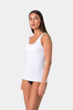 Elsie Unterhemd Tank Top - Tanktop aus 95% Baumwolle mit Stretch in Weiss und Schwarz (Packung, 3-St., 3er-Pack) Basic Top für Frauen extra lang Tops
