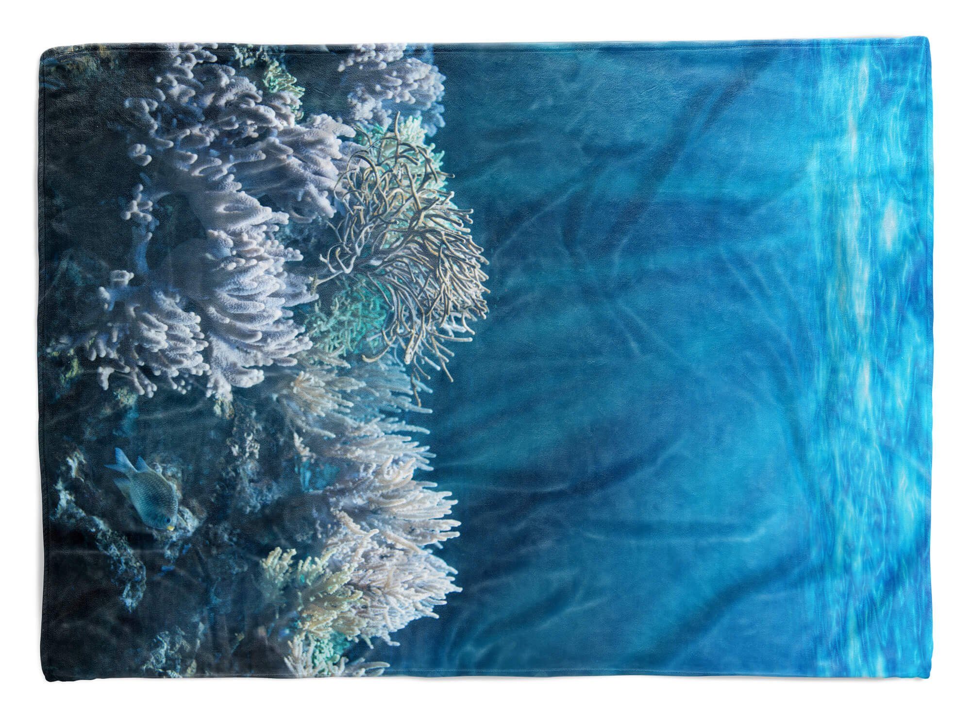 Sinus Art Handtücher Handtuch Strandhandtuch Saunatuch Kuscheldecke mit Fotomotiv unter Wasser Sonne, Baumwolle-Polyester-Mix (1-St), Handtuch