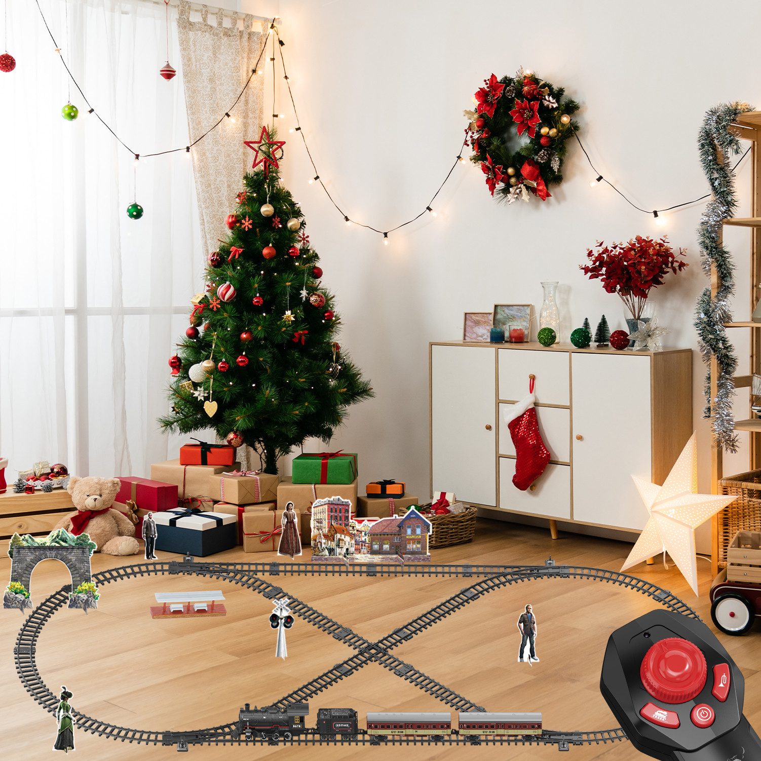 Esun Spielzeug-Zug Elektrische Zug Spielzeug, Eisenbahn Elektrisch mit Fernbedienung, (Set, Komplettset)