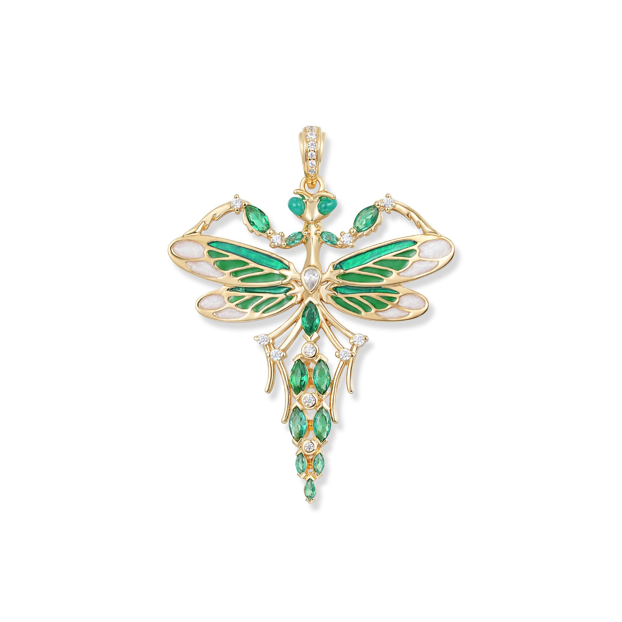 Seinerzeit FLORA & FAUNA Кулоны Romeo Gottesanbeter Anhänger (1-tlg), Material: 925 Sterling Silber, vergoldet mit Emaille