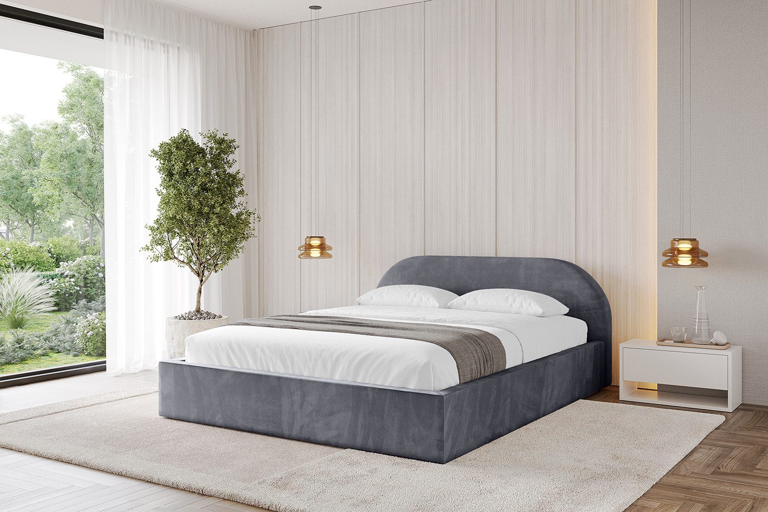 ALTDECOR Polsterbett TIVON-v1 (Polsterbett mit Bettkasten und Lattenrost, Boxbett mit Matratze), Doppelbett mit Stauraum, Bett mit Kopfteil