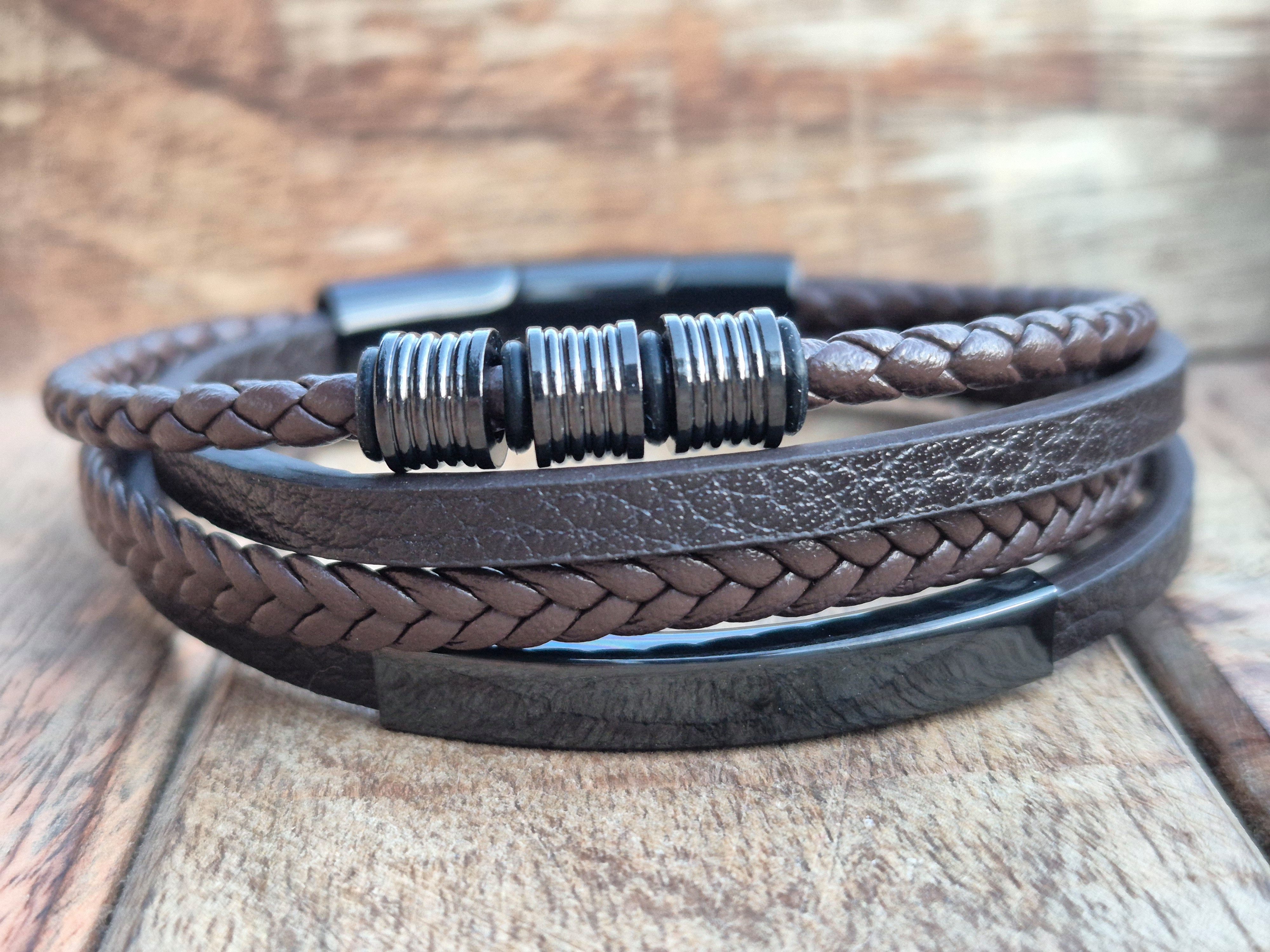NAHLE Lederarmband Leder elegantes Armband Echtleder – geflochten mit Magnetverschluss (1-tlg), Länge durch Verlängerungsstück +1,5cm erweiterbar