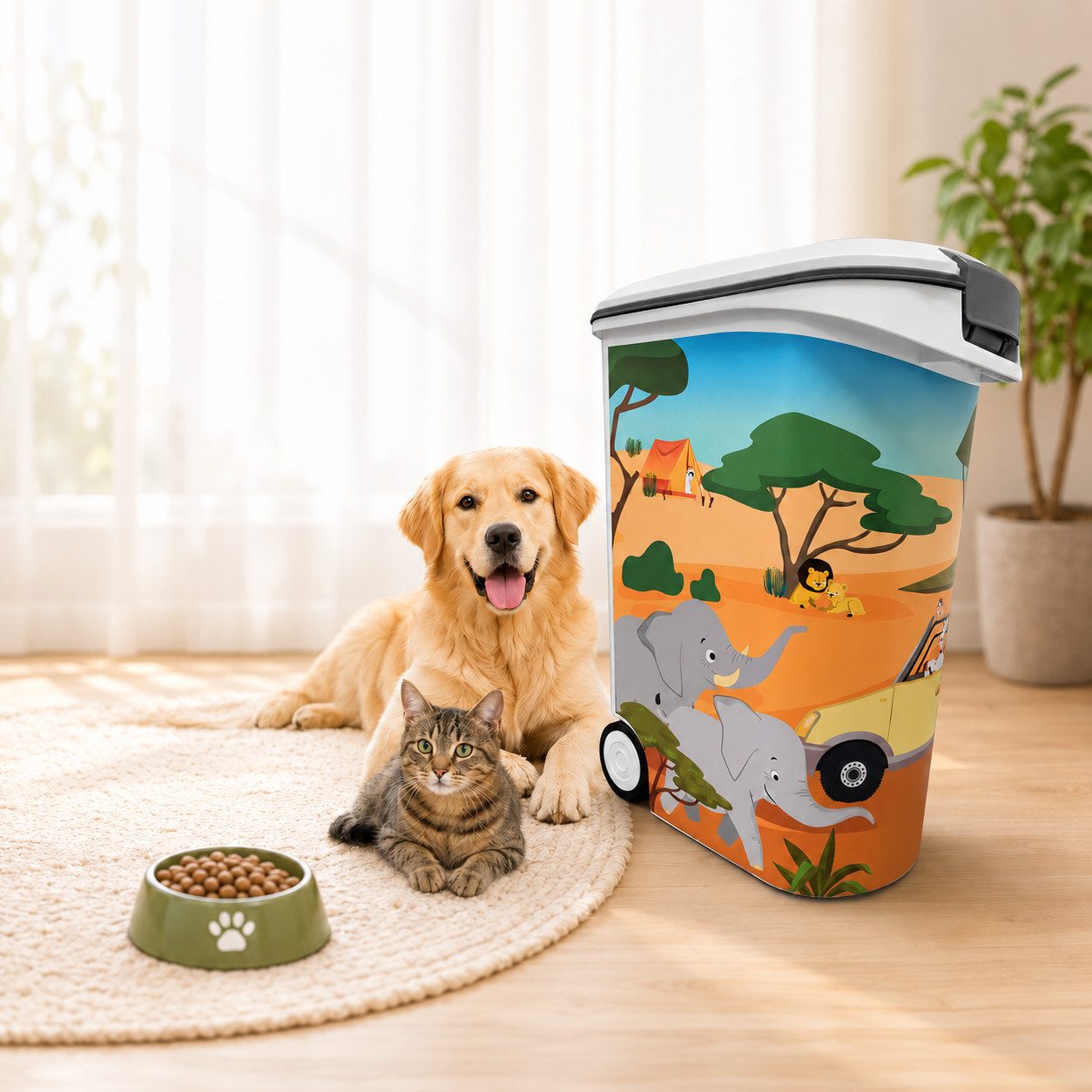 Curver Futterbehälter Futterbox Hundefutter Katzefutter Aufbewahrung 20 kg/54L, Hundefutterbox Hundefutterbehälter Tierfutterbehälter Futtercontainer