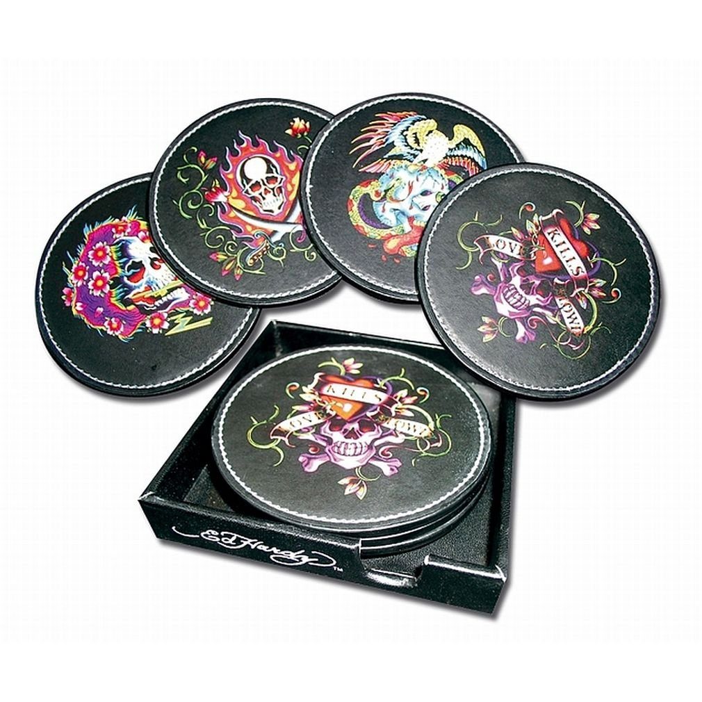 Ed Hardy Getränkeuntersetzer Ed Hardy - Untersetzer Skulls, Round Coasters