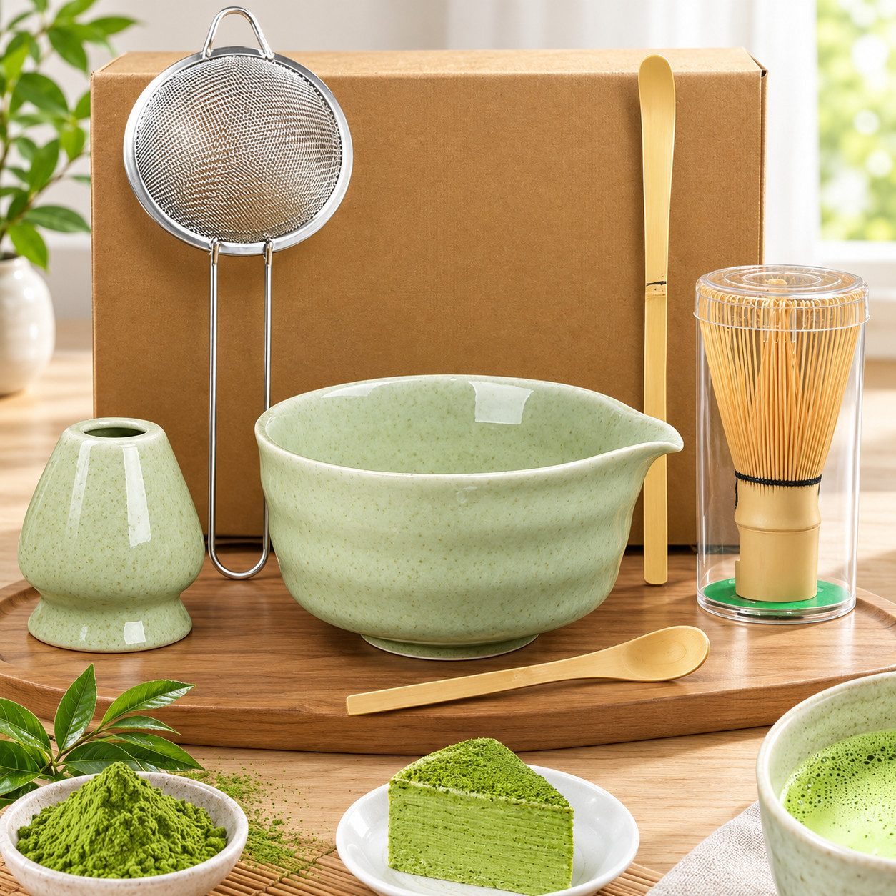 DUMOS Teeservice Matcha Geschirr Set 6-teilig, Japanisches Tee-Set mit Aufbewahrungsbox (6-tlg)