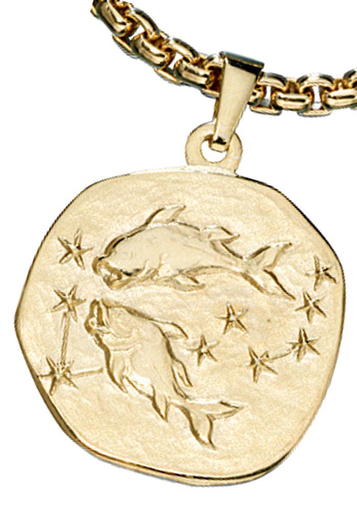 JOBO Sternzeichenanhänger Sternzeichen Fische, 333 Gold, Höhe ca. 22,3 mm,  Breite ca. 19,3 mm, Tiefe ca. 1,1 mm