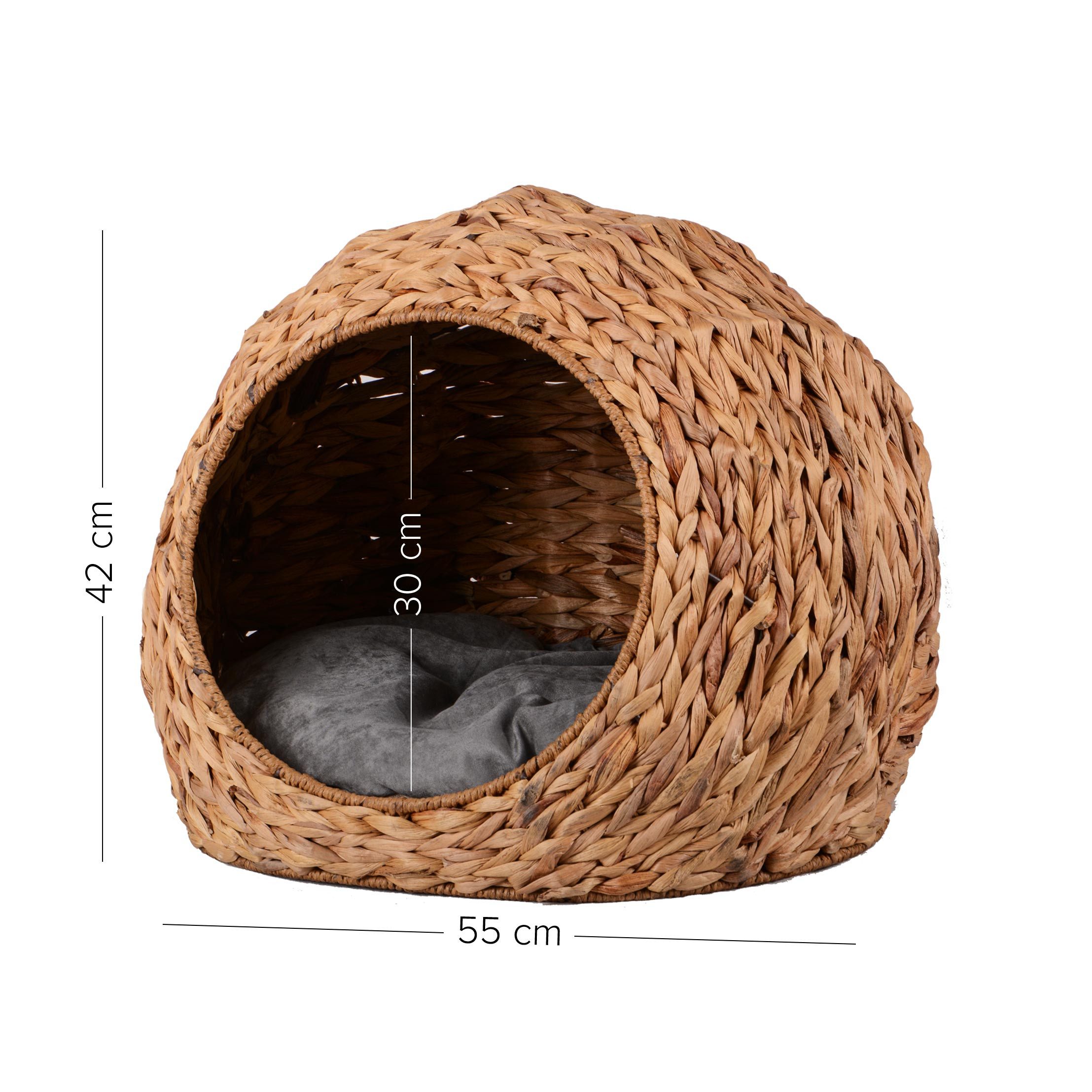 UNUS ANIMALS Tierkorb Haustierkorb Kugelform natur 55x42 cm rund Kissen Hund und Katze