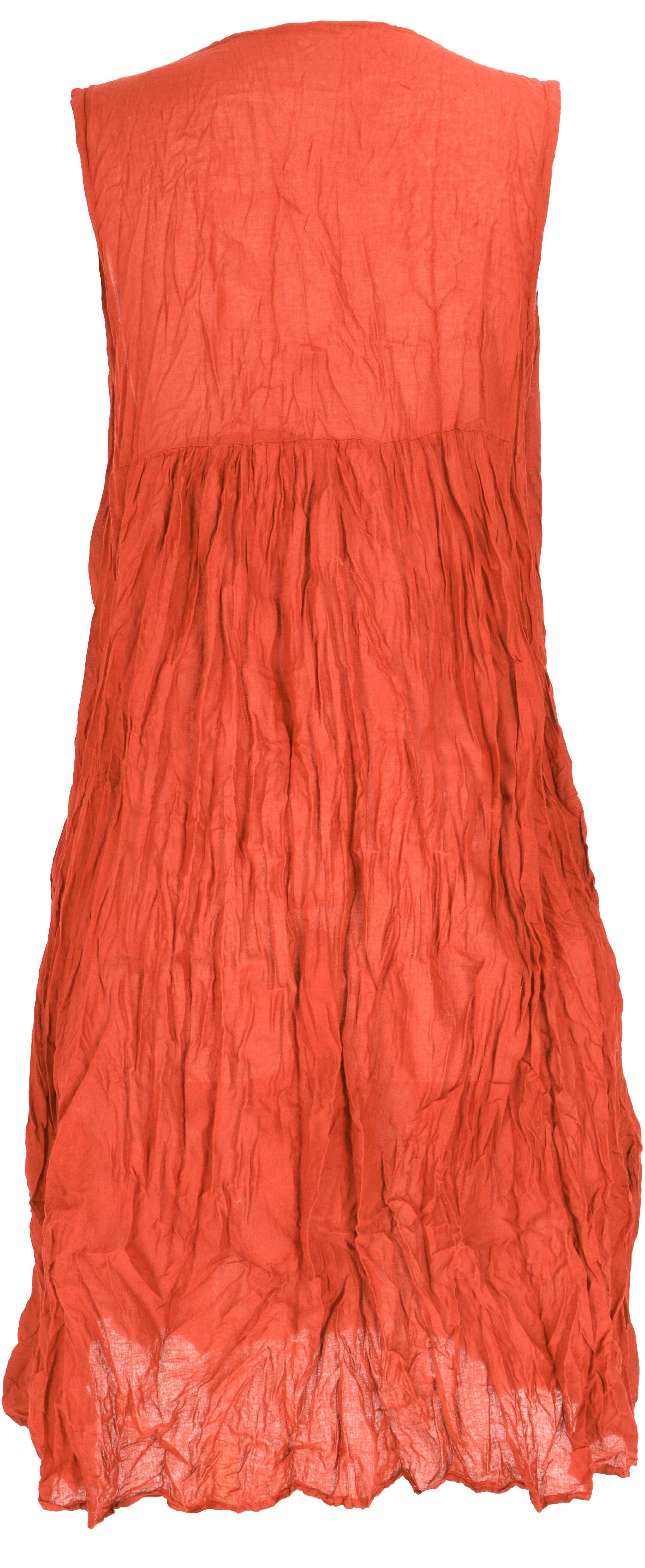 Guru-Shop im.. Sommerkleid Midikleid Bekleidung luftiges orange Krinkelkleid, Boho alternative