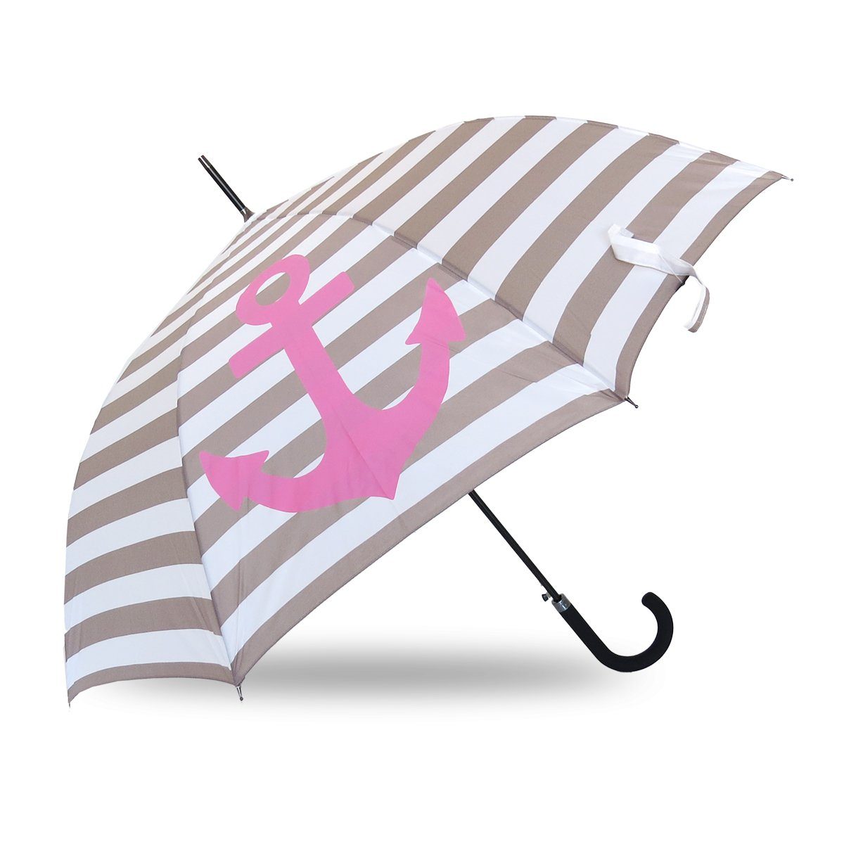 Sonia Originelli Taschenregenschirm Stockschirm "Maritim" Anker Streifen Regenschirm Schutz grau