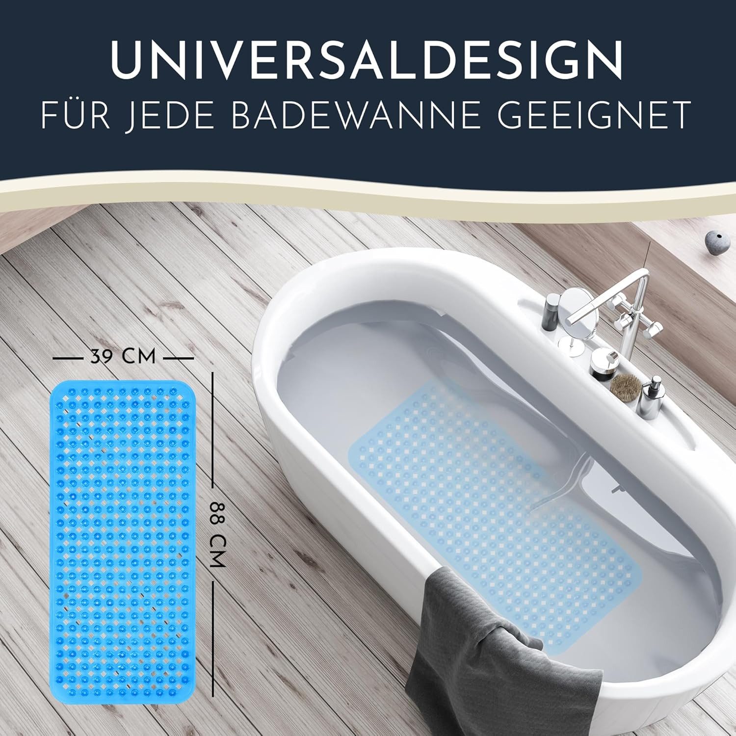 Homerella Badematte rutschfest Hautsensitiv 88x39cm, INKL. AUFHÄNGUNG, Anti günstig online kaufen