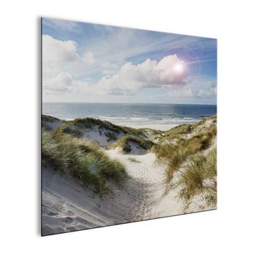 artissimo Glasbild Glasbild 30x30cm Bild aus Glas Strand und Meer Dünen Sommer Frühling, Landschaft / Natur: Dünengras / Standgräser