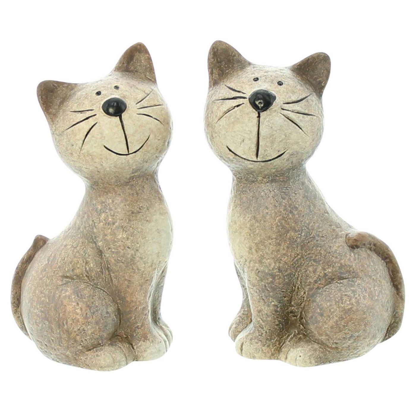 Home-trends24.de Dekofigur Katze Figur Terracotta Skulptur Deko Figur 2er-Set 16 cm (2 St)