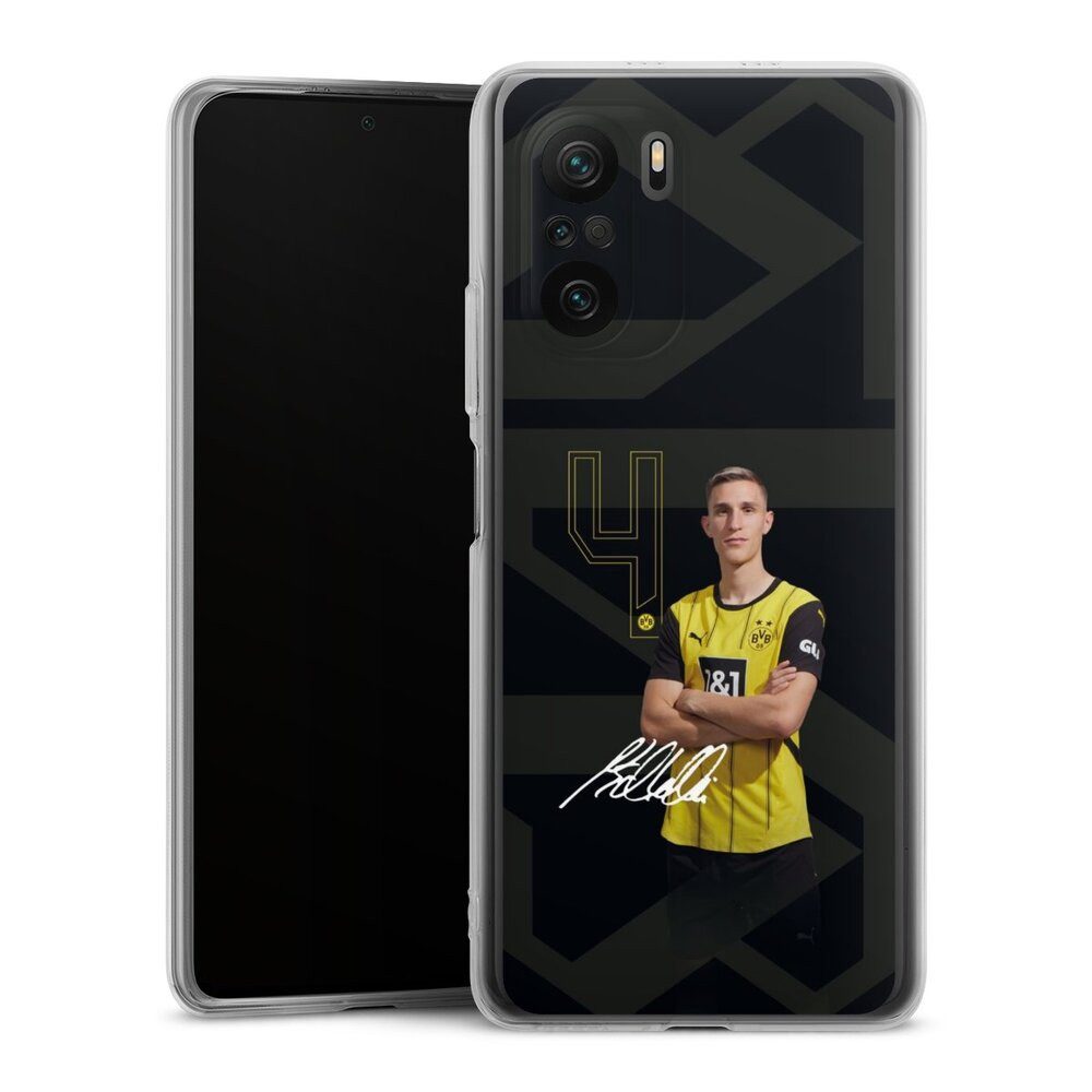 DeinDesign Handyhülle Borussia Dortmund Nico Schlotterbeck Offizielles Lizenzprodukt, Xiaomi Poco F3 Silikon Hülle Bumper Case Handy Schutzhülle