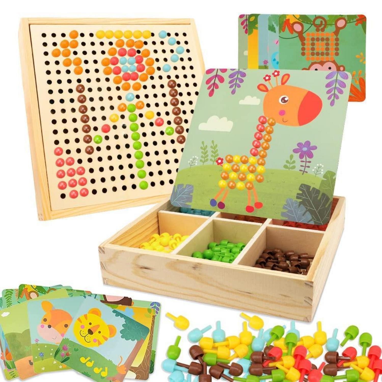 LuxusKollektion Kreativset Steckspiel Holz mit 240 Perlen Montessori