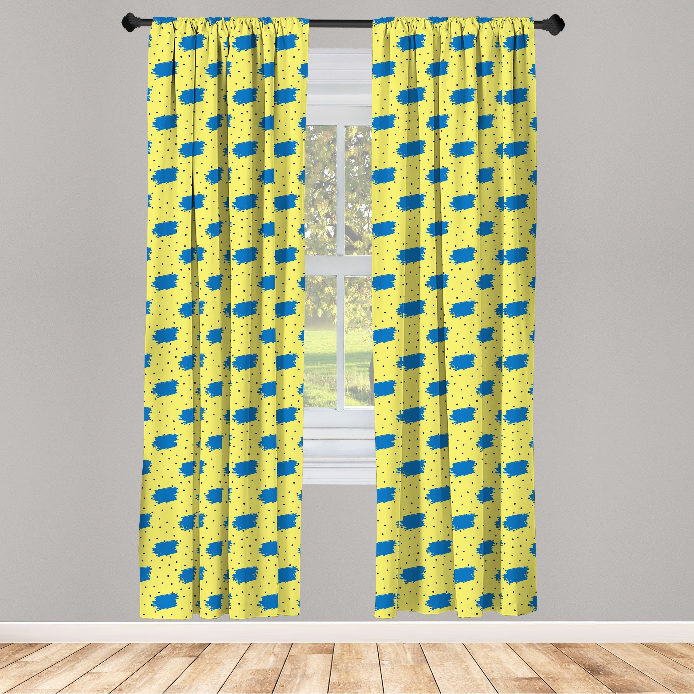 Gardine Vorhang für Wohnzimmer Schlafzimmer Dekor, Abakuhaus, Microfaser, Gelbe Punkte Paintbrush Hits