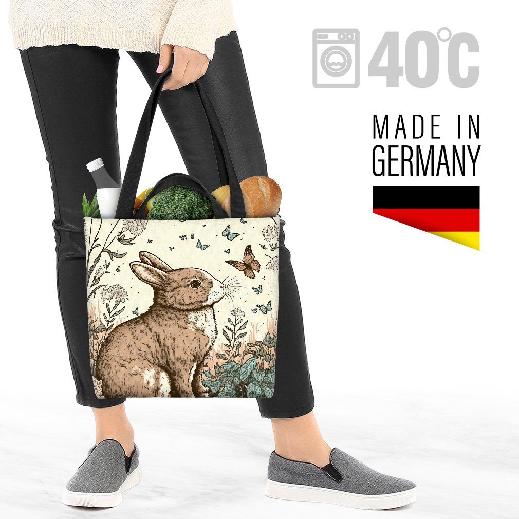 VOID Henkeltasche (1-tlg), Hase Schmetterlinge Ostern Tasche Einkaufstasche Ostern Shopper Bag