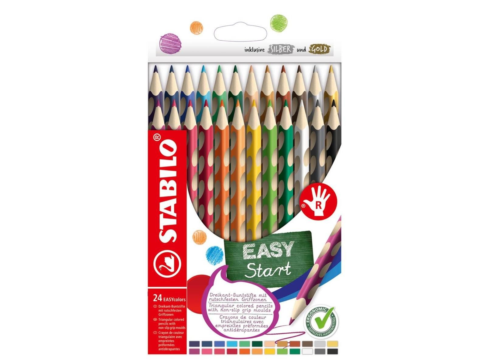STABILO Filzstift STABILO EASY Colors Dreikant-Buntstift - Rechtshänder - 24er Etui
