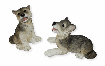 Castagna Tierfigur Deko Figur Wolf Welpen sitzend und liegend Kollektion Castagna aus Resin H 17-22 cm Tierfigur