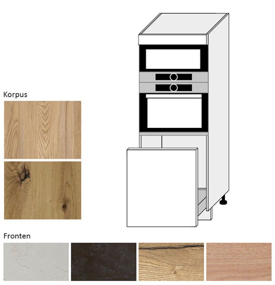 Korpusfarbe Schublade Backofenumbauschrank Feldmann-Wohnen Malmo (Malmo) 60cm Front-, mit halifax 1 Ausführung wählbar &