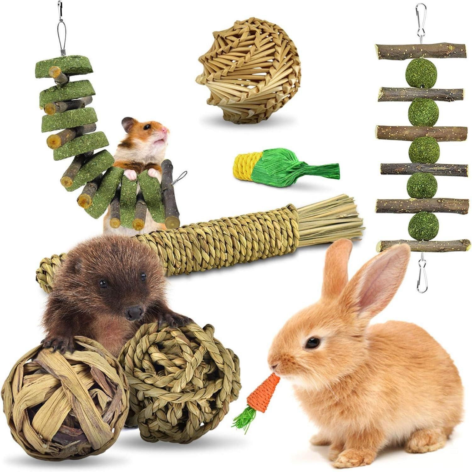 Kleintierkäfig Kaninchen Spielzeug für Kleintiere, Naturmaterialien, Zahnpflege