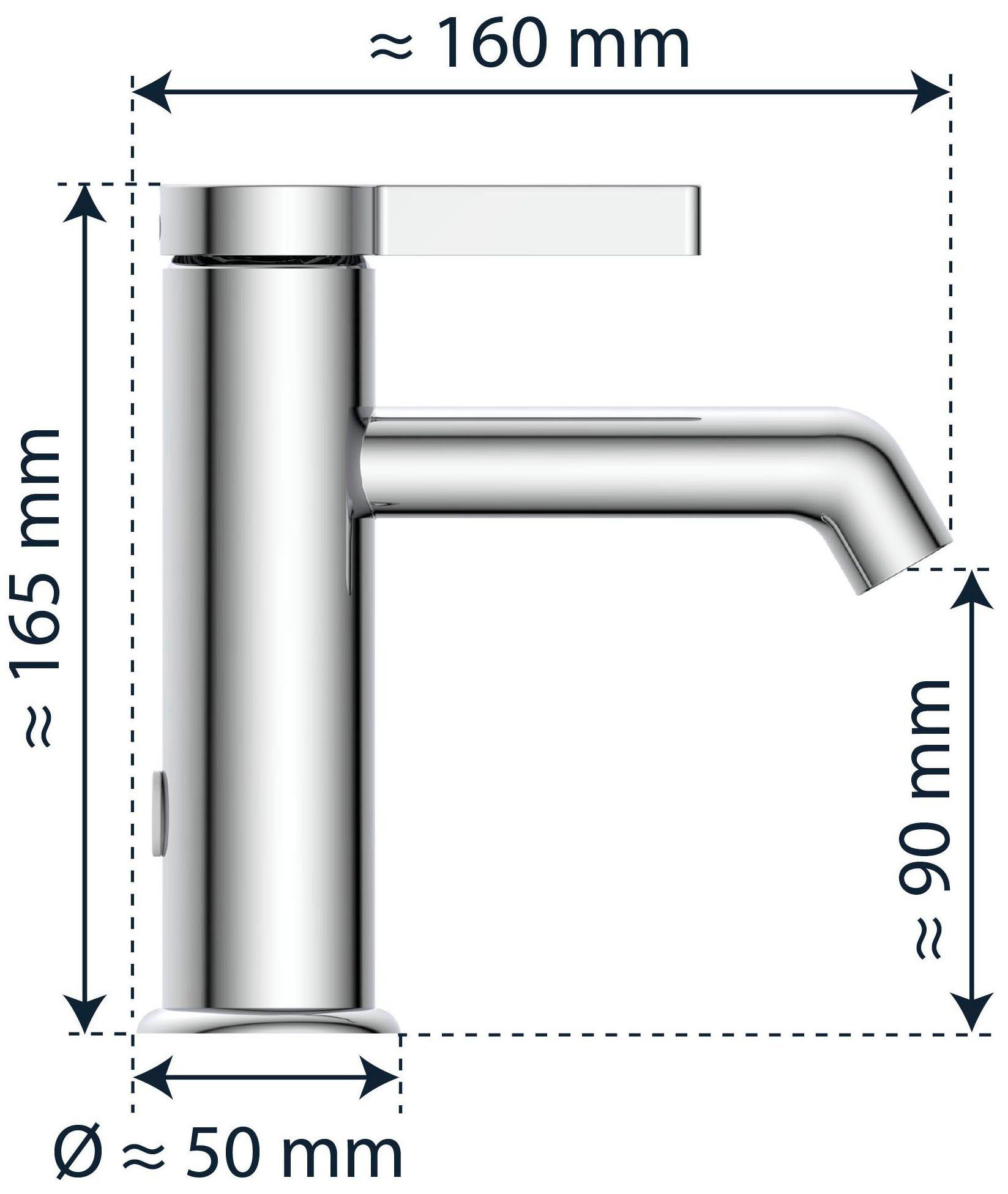 wassersparend inkl. Popup, Waschtischarmatur WT WASSERWERK 11 Chrom