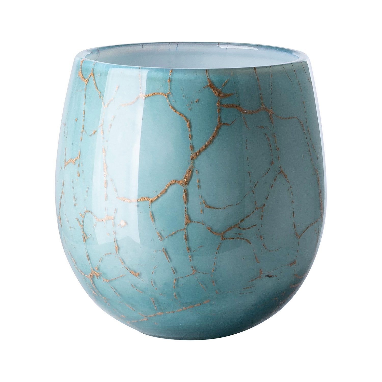 Fink Tischvase COSMIC Vase - gold-grün - Opalglas - H. 16,5cm x Ø 14cm -Tischvase (1x Vase; Windlicht, 1 St., Blumenvase - Laterne - Tischvase - Kerzenhalter), Blumenvase Laterne Tischvase Kerzenhalter 4-in-1 Dekoration