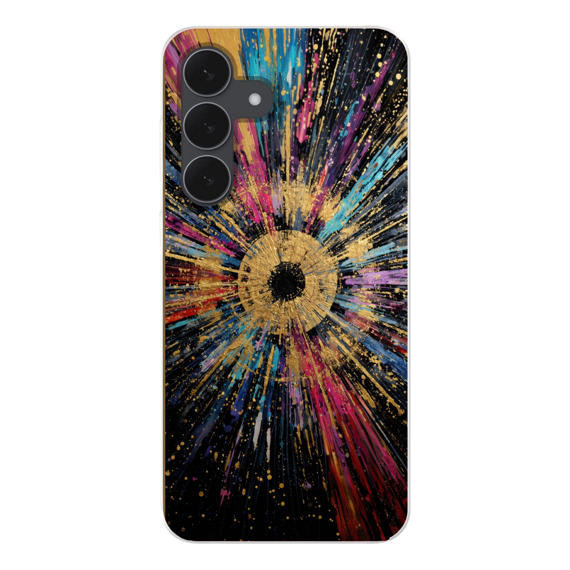 MuchoWow Handyhülle für Samsung Galaxy S25 FE Explosion - Gold - Bunt - Abstrakt, Smartphone-Bumper, Print, Handy Schutzhülle Dünn