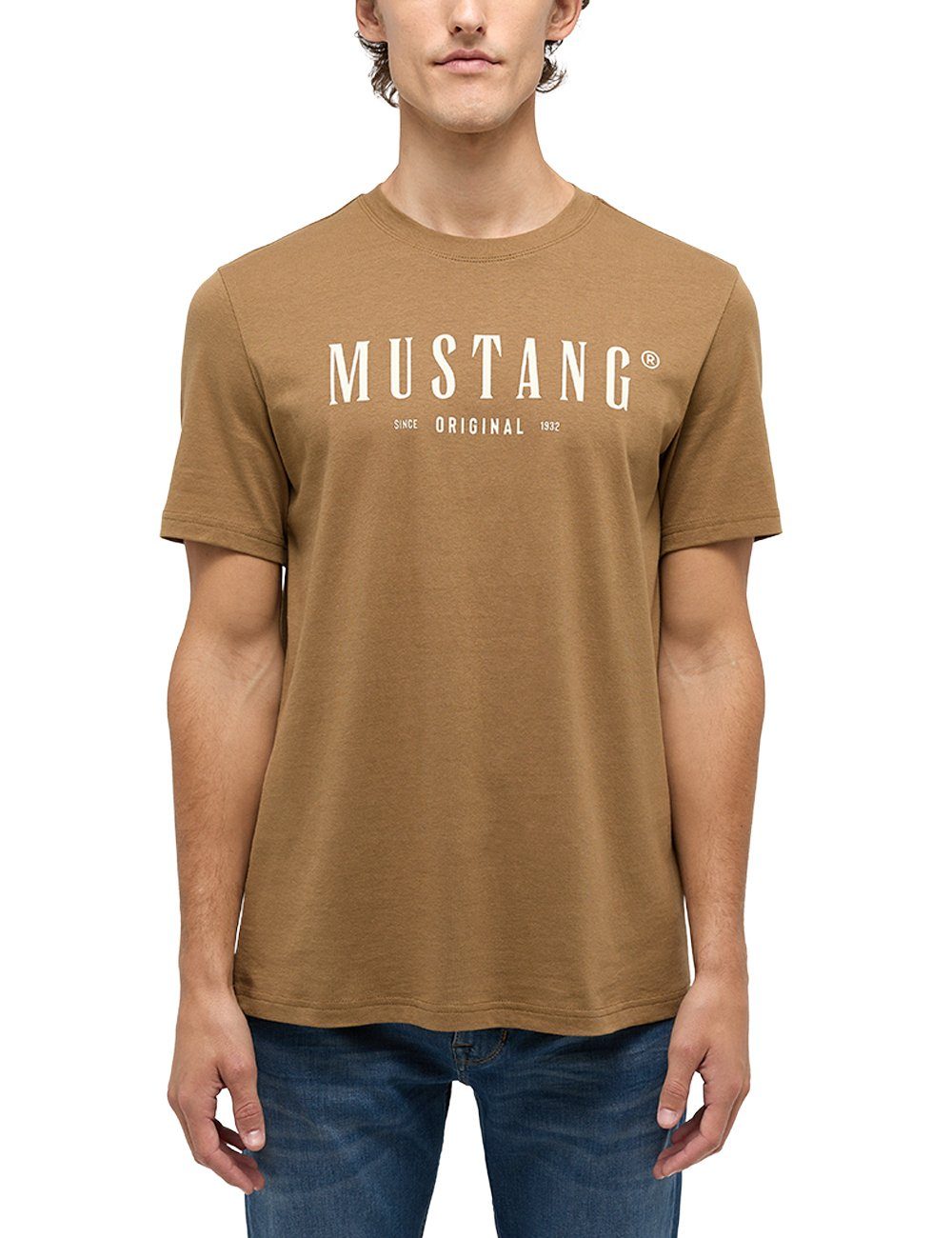 Mustang Kurzarmshirt Print-Shirt MUSTANG hellbraun