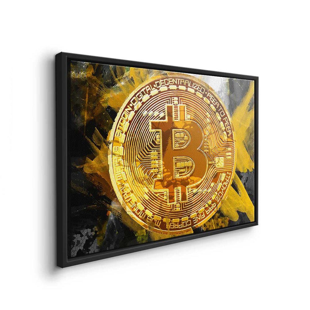 DOTCOMCANVAS® Leinwandbild, Premium - schwarzer Rahmen Leinwandbild Trading Bitcoin - Crypto - Painting