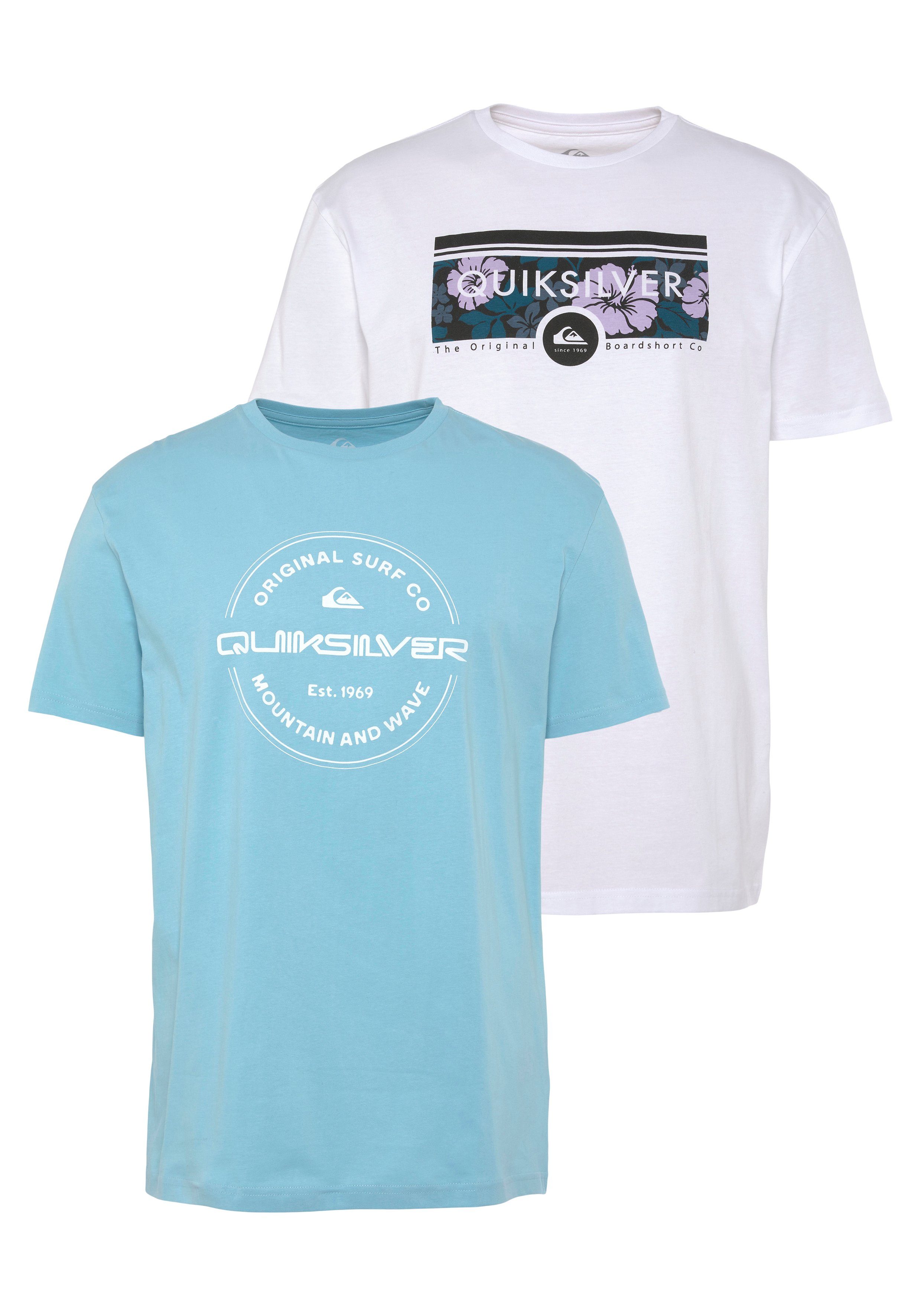Quiksilver T-Shirt von Logodruck Doppelpack Doppelpack Quiksilver mit (Packung, T-Shirt Herren 2-tlg)