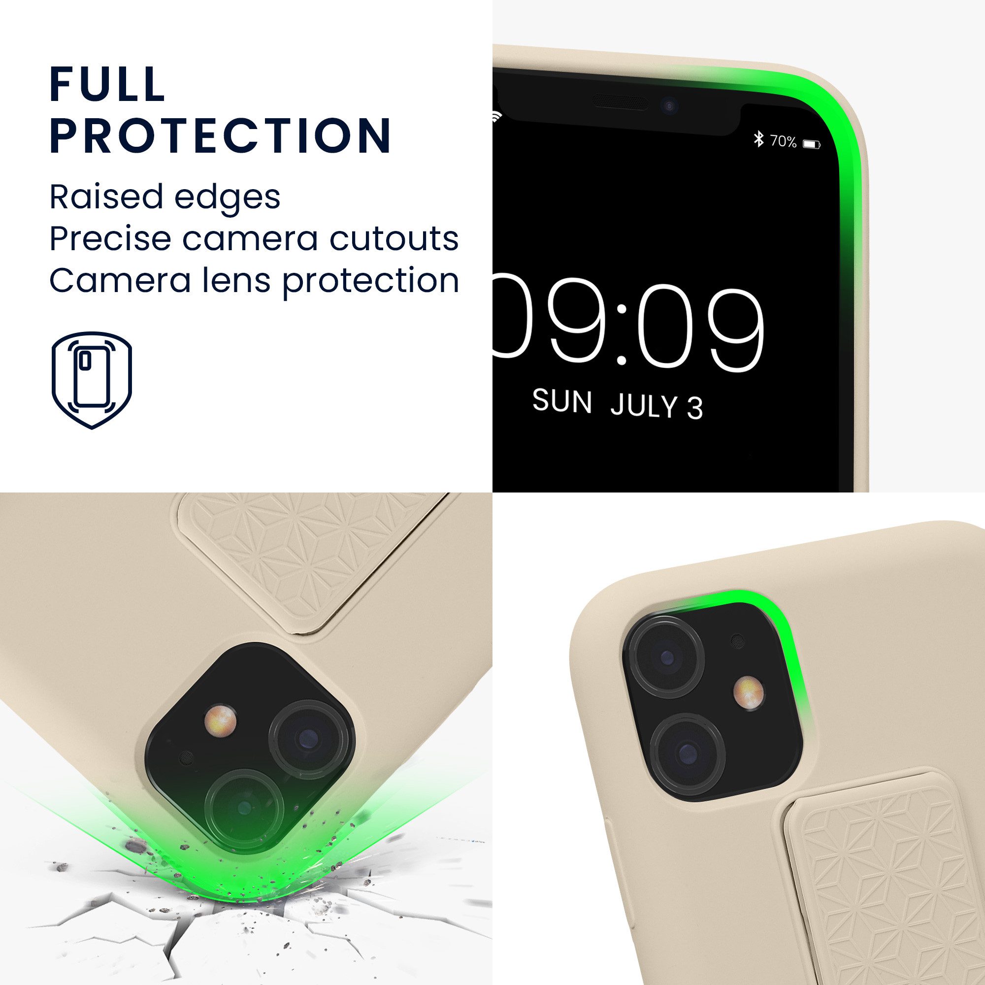 kwmobile Handyhülle kwmobile Handyhülle für Apple iPhone 11, Hülle mit Fingerhalter und Standfunktion - Silikon Case Handy Cover