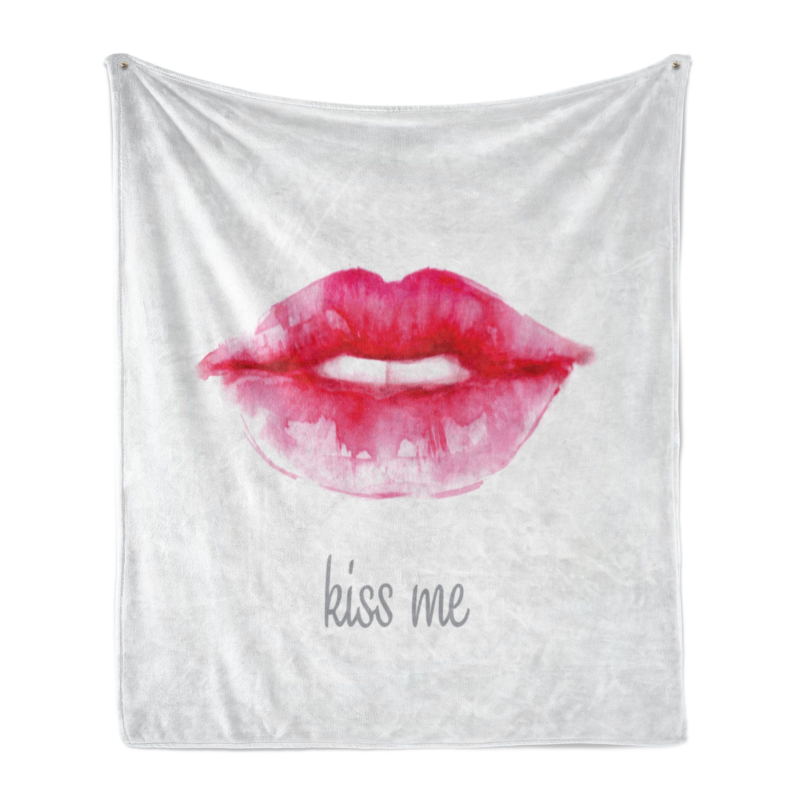 Plüsch Lippenstift Außenbereich, Abakuhaus, Innen- und für den Kuss Kiss Me Rosa Wohndecke Gemütlicher
