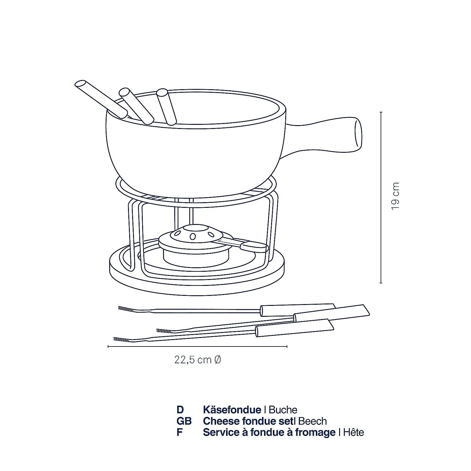 kela Fondue Natura, Käsefondue, feuerfeste Keramik, für Herd geeignet, 6 Fondue-Gabeln