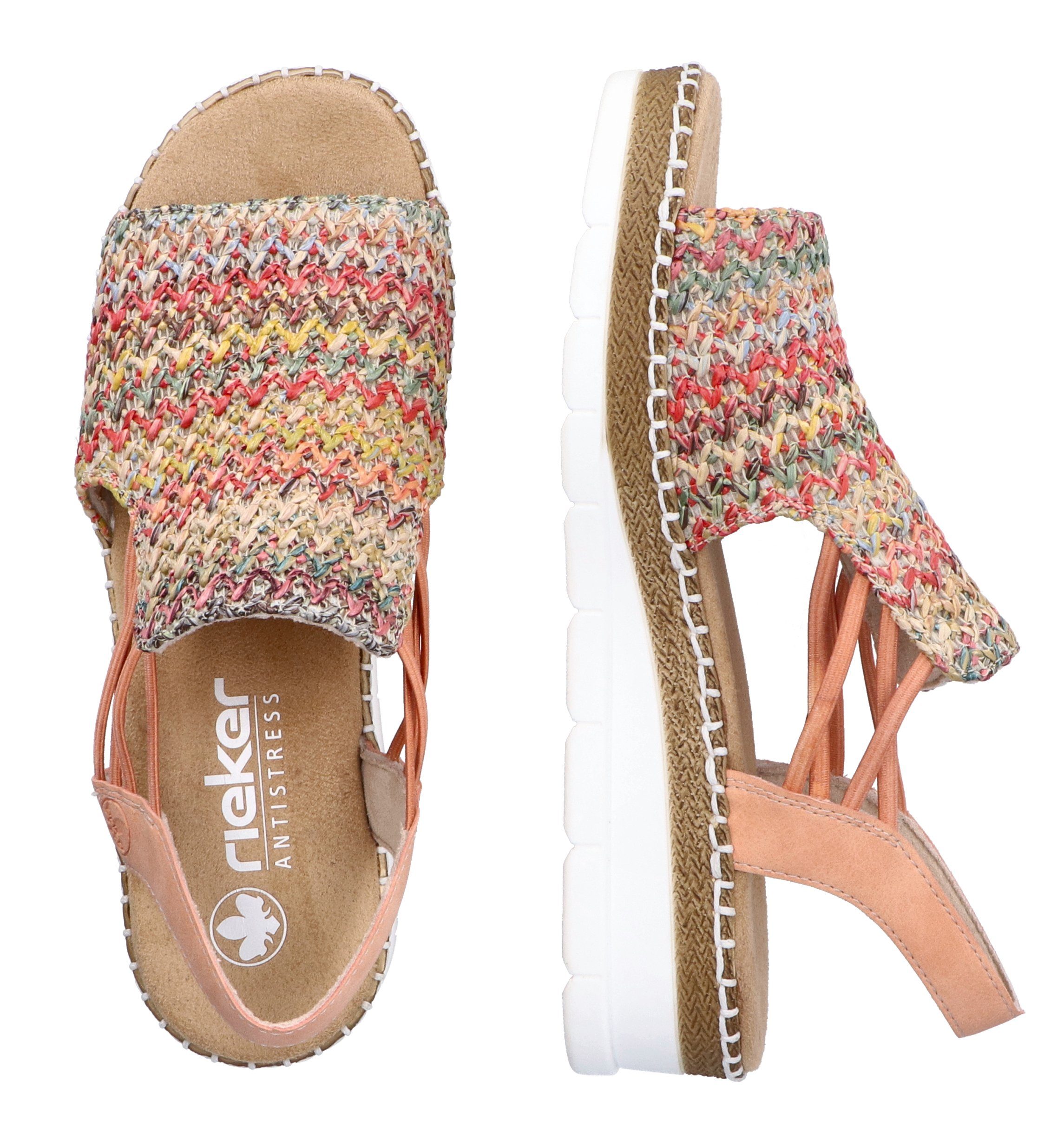 Rieker Sandale Sommerschuh, Sandalette, Keilabsatz, in modischer Optik