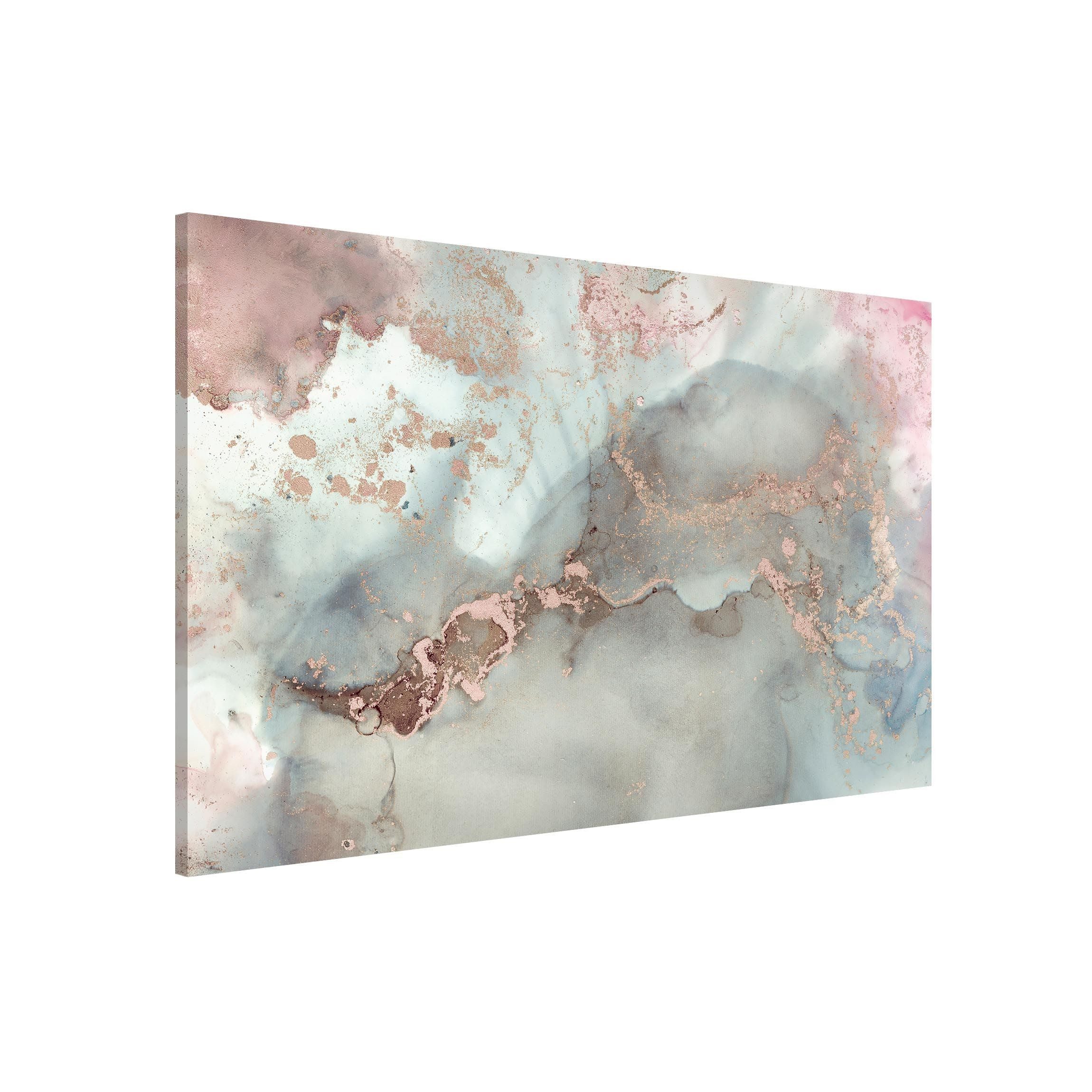 Bilderdepot24 Magnettafel Küche pastell Farbexperimente Marmor Pastell und Gold, (1-tlg., Magnetboard Pinnwand für die Wand - metallische Tafel für Magnete), Magnetwand groß mit Motiv Büro Memoboard magnetisch Querformat