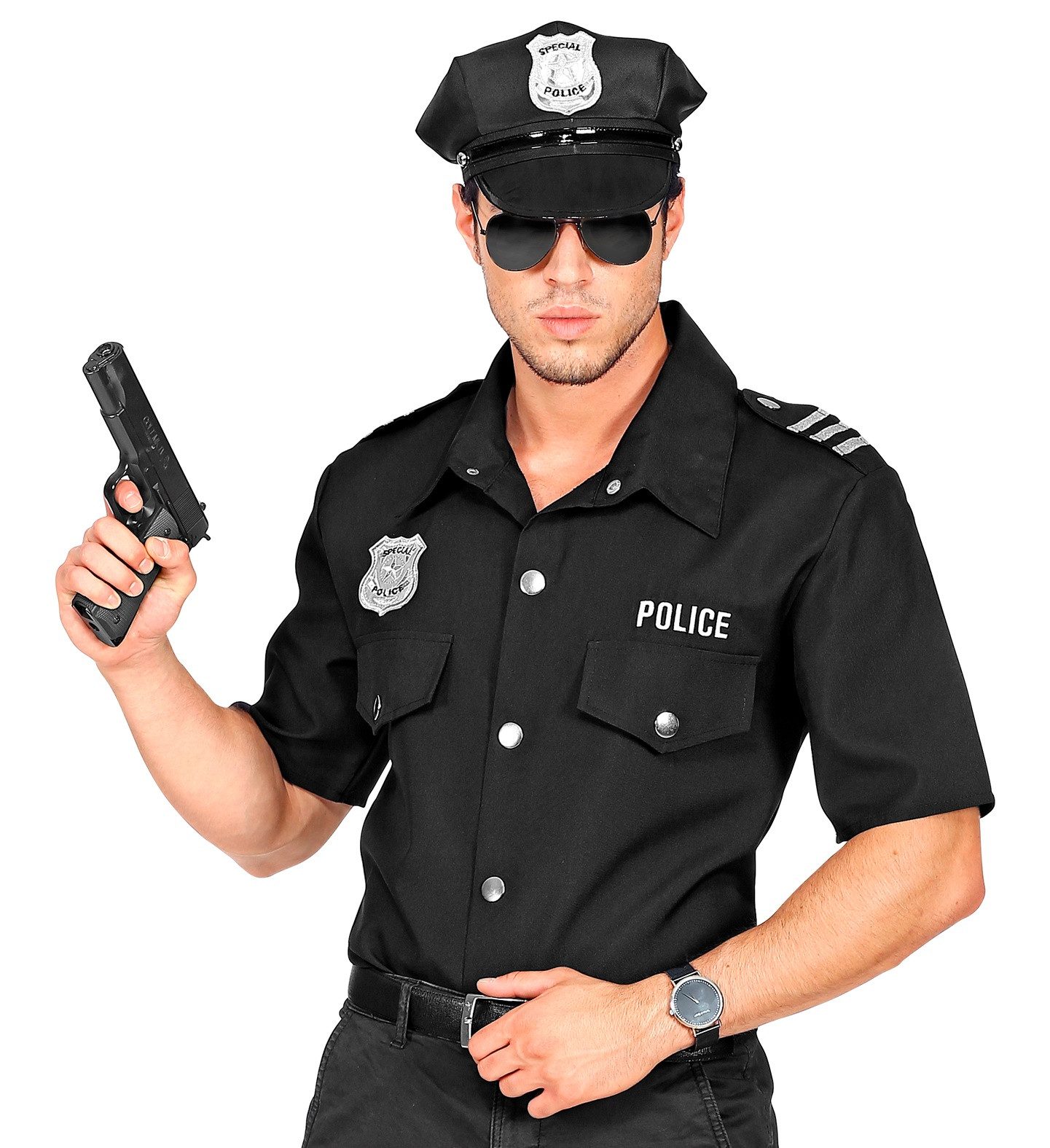 Widmann S.r.l. Kostüm Kostüm Hemd 'Polizist', Schwarz