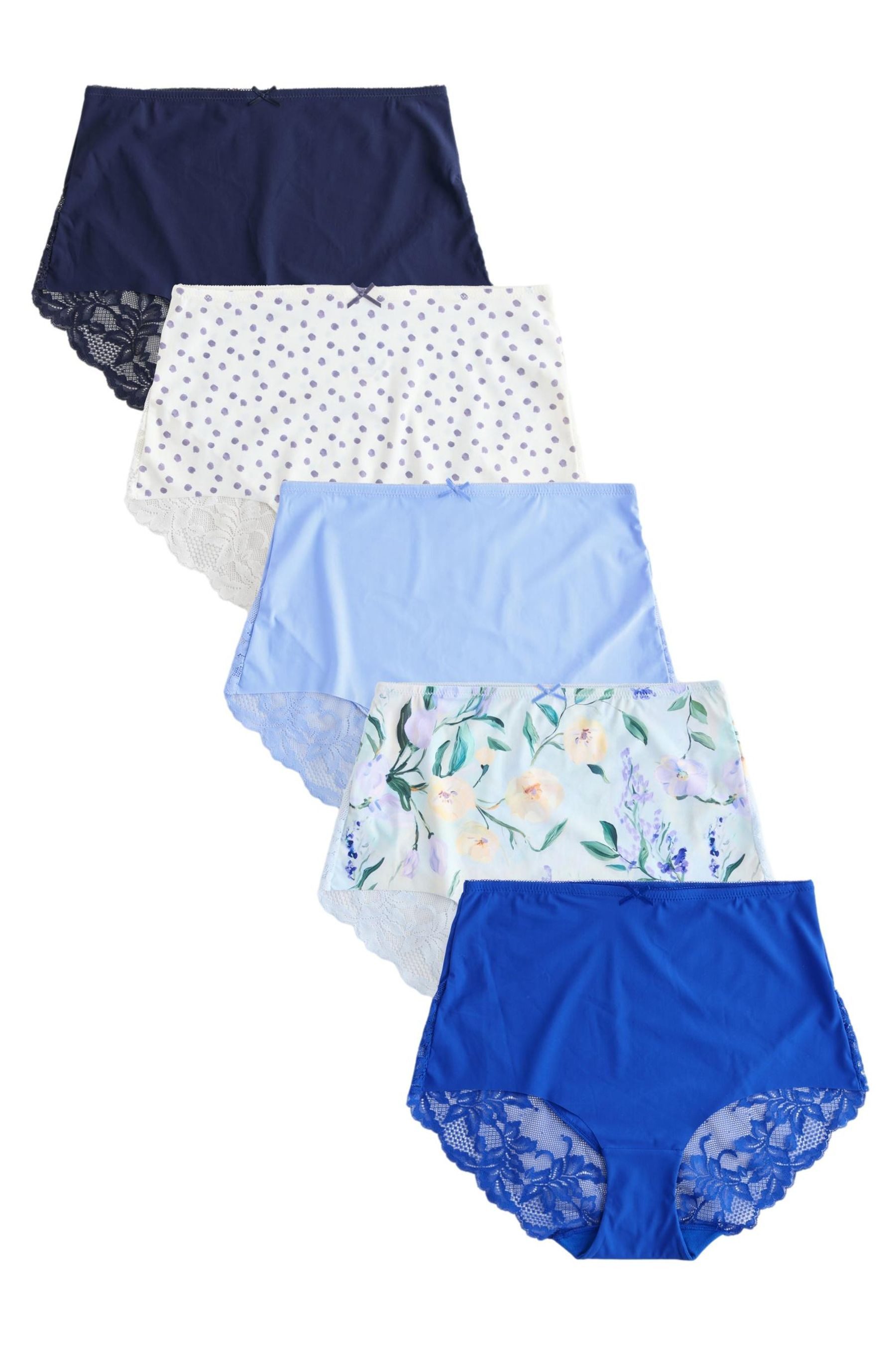 Taillenslip 5er-Pack nahtlose Slips mit Spitze, voll bedeckend
