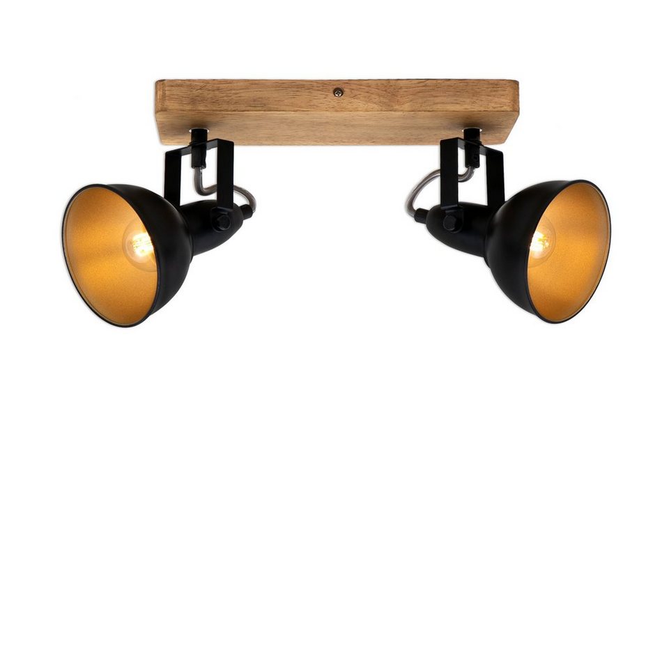 Briloner Leuchten Deckenspots 2901-025, schwenkbar, retro, Holz, ohne  Leuchtmittel, Warmweiß, Deckenlampe, 28x11x15,7cm, Schwarz-Gold, max.25W,  E14, Wohnzimmer