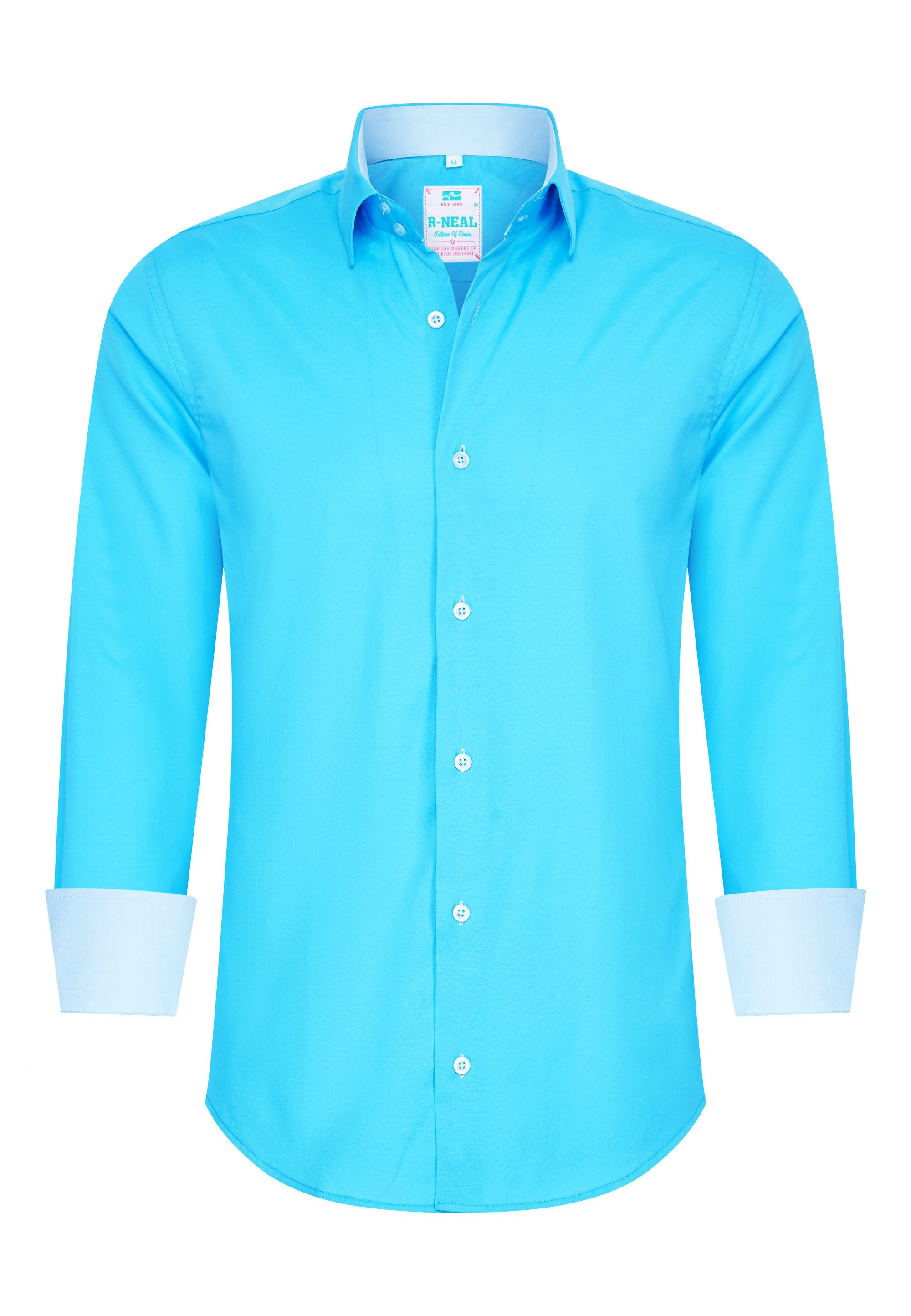 Businesshemd Pastellhemd Herren Slim Fit Hemd Langarm Kontrasthemd Cotton Strech