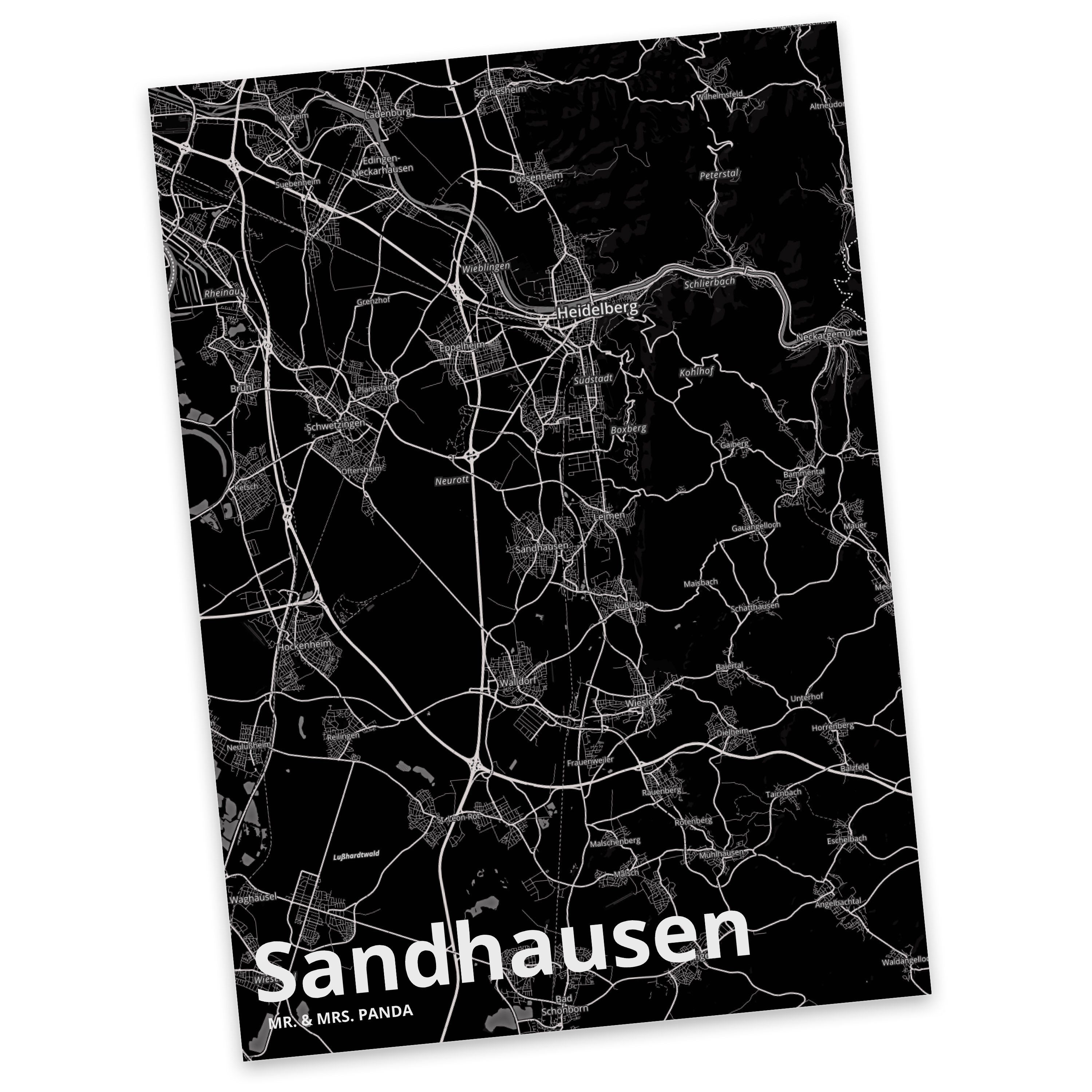 Mr. & Mrs. Panda Postkarte Sandhausen - Geschenk, Ort, Stadt Dorf Karte Landkarte Map Stadtplan