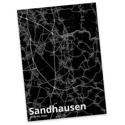 Mr. & Mrs. Panda Postkarte Sandhausen - Geschenk, Ort, Stadt Dorf Karte Landkarte Map Stadtplan