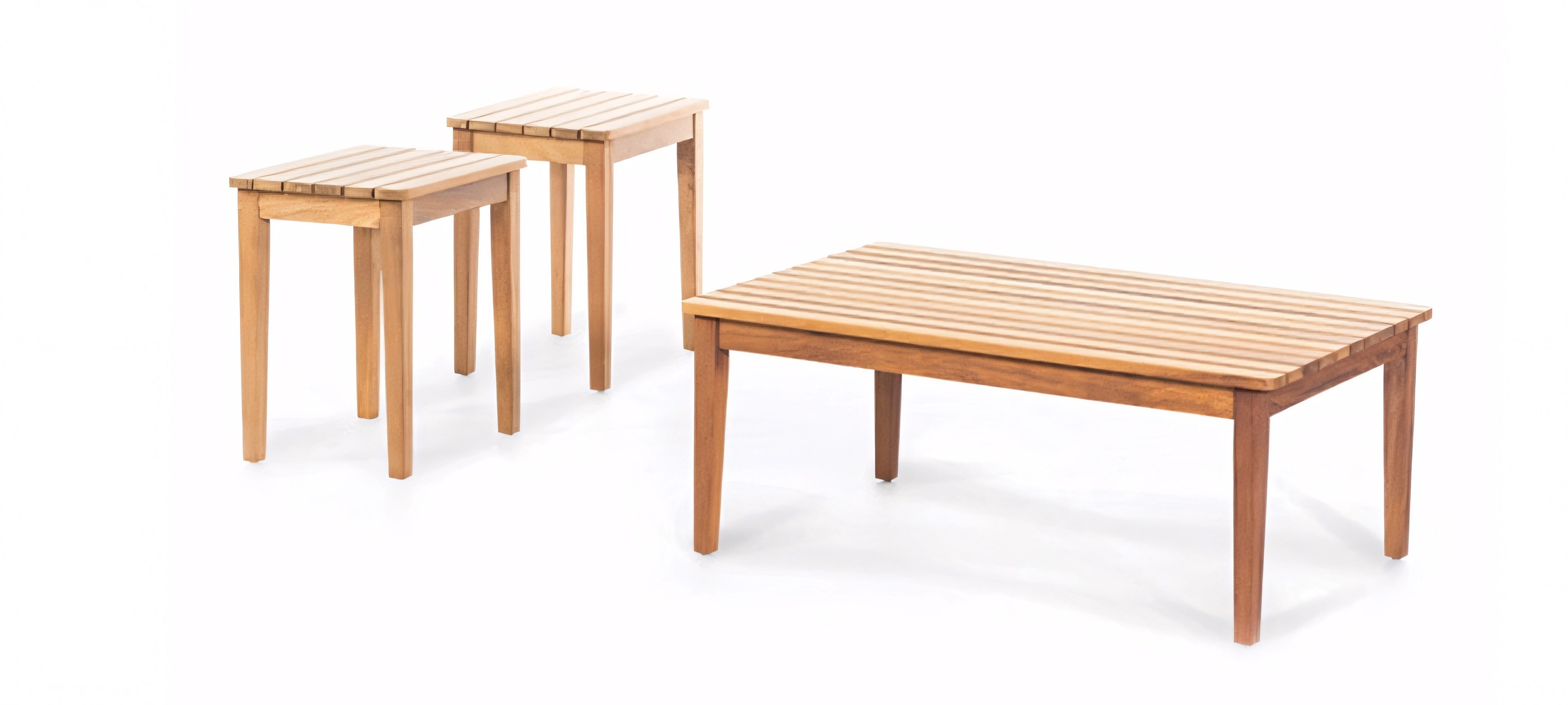 Xlmoebel Gartentisch Moderner Couchtisch aus hellem Holz für Terrasse und Balkon (Packung, 3-teilig (1x Couchtisch, 2x Beistelltisch), Made in Europa
